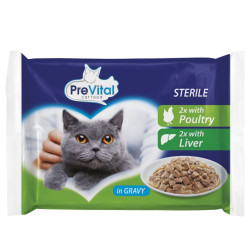 Kapsička pro sterilizované a kastrované kočky drůbeží, játra 100 g (4 Pack)