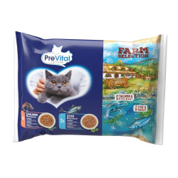 Kapsička pro kočky Prevital Farm Selection kočka losos a treska v omáčce, kapsa 85 g (4 pack)