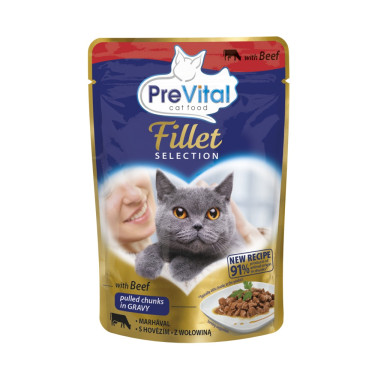 PreVital Fillet Selection kočka hovězí, kapsa 85 g
