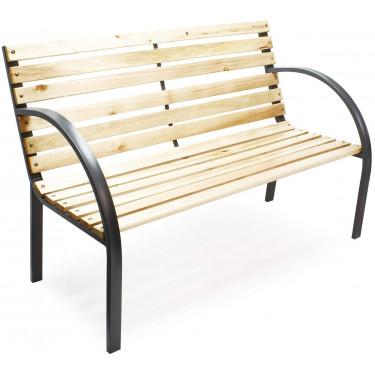 Zahradní lavička Gamma - kovová se dřevem, 120 x 62 x 82 cm