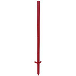 Kovový sloupek pro elektrický ohradník 150 cm x 3 mm, 5 otvorů - dvojitý nášlap, červený