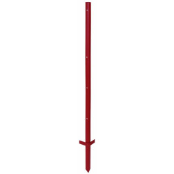Kovový sloupek pro elektrický ohradník 115 cm x 2 mm, 5 otvorů - dvojitý nášlap, červený