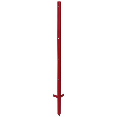 Kovový sloupek pro elektrický ohradník 150 cm x 3 mm, 5 otvorů - dvojitý nášlap, červený