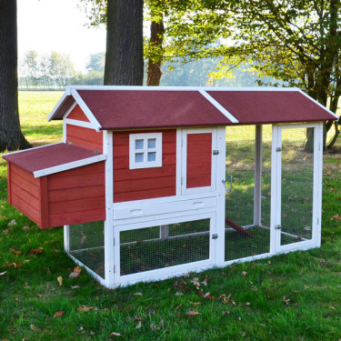 Dřevěný kurník MILÁNO RED MAXI, 2200x740x1200 mm