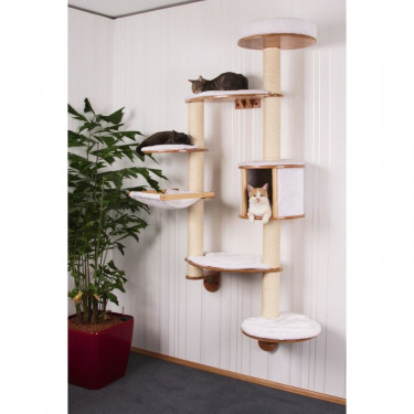 Kočičí strom na zeď DOLOMIT XL - bílé škrabadlo pro kočky, 185 cm  