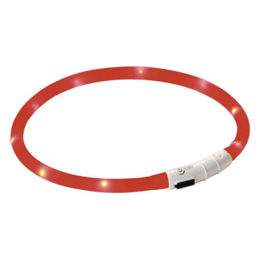 Obojek pro psy silikonový svítící, LED, nabíjecí, červený, 55 cm  