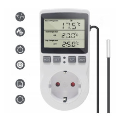 Zásuvkový termostat KT3100 s čidlem a časovým spínačem  