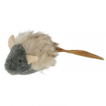 Kerbl hračka pro kočky plyšová - pískací myška, šedá, 15 x 5 cm  