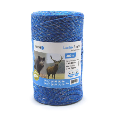 Lanko pro elektrický ohradník, průměr 3 mm, modré, délka 400 m