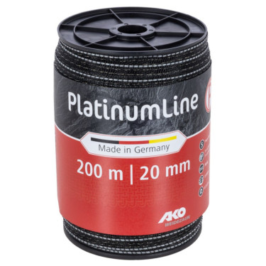 Páska PlatinumLine 20 mm pro el. ohradník, 5x0,20 mm Niro + 1x0,30 mm CuSn, 200 m, černo-bílá  