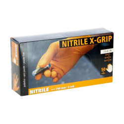 Nitrilové rukavice, X-Grip, oranžové, délka 24 cm
