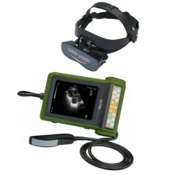 Veterinární přenosný ultrazvuk RKU10 s rektální sondou a brýlemi  