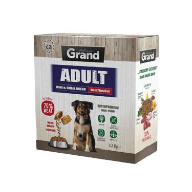 GRAND Dry Adult mini&small breed hovězí 2,5kg