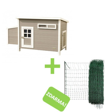 Kurník pro slepice Barney EKO plast + Síť nevodivá pro drůbež 106 cm, 25 m, 2 hroty zdarma - AKCE  
