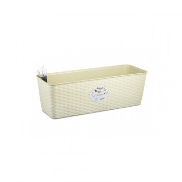 Truhlík Natural Delux samozavlažovací s ukazatelem stavu vody, 50 cm, krémový  