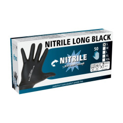 Rukavice nitrilové černé, dlouhé 30 cm