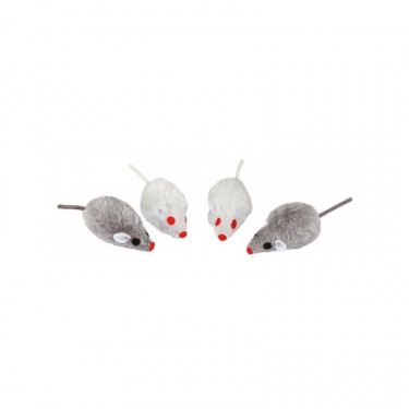 Hračka pro kočky - chlupatá myš s catnipem, 4 ks  