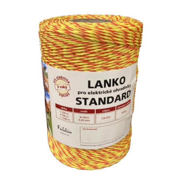 Lanko STANDARD pro el. ohradník, 3x0,20 mm Niro, 1000 m, žluto-oranž.  