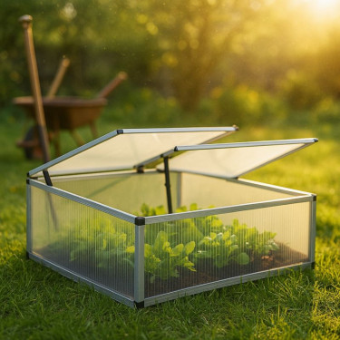 Wiltec Double Cold Frame skleník z hliníku, 100 x 120 x 40 cm - 4 křídla