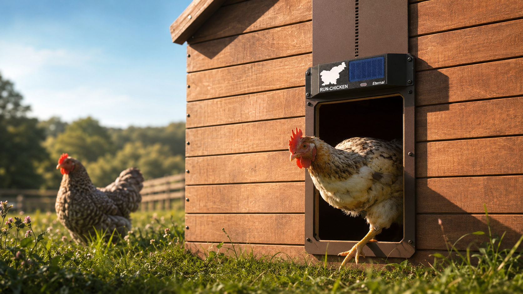 Automatická solární dvířka kurníku RUN-CHICKEN Eternal banner
